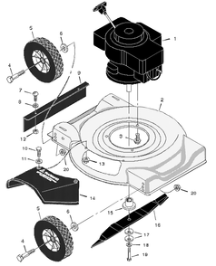 Mower Housing Assembly Diagram and Parts List for 20103X25A 1997 Briggs and Stratton Lawn Mower